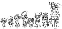 Rule 34 | 6+girls, amputee, annie (skullgirls), arm cannon, bare shoulders, black dahlia, bloody marie (skullgirls), blush, bra, braid, breast hold, breasts, child, cleavage, cuffs, drooling, eyepatch, female focus, feng (skullgirls), fish girl, flat chest, frown, gats (nougats), giant, giantess, glasses, glowing, glowing eye, grenade launcher, gun, hair ornament, hat, headset, heart, heart-shaped pupils, highres, hip focus, horns, large breasts, lineup, long hair, long image, maid, maid headdress, minette (skullgirls), molly (skullgirls), monochrome, monster girl, multicolored hair, multiple girls, navel, one eye closed, open mouth, panties, pantyhose, pout, prosthesis, prosthetic arm, reverge labs, scar, scythana (skullgirls), shackles, short hair, simple background, single horn, skull, skull hair ornament, skullgirls, small breasts, smile, standing, symbol-shaped pupils, twin braids, twintails, umbrella (skullgirls), underwear, underwear only, veil, wavy mouth, weapon, white background, wide hips, wide image, wink
