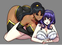 Rule 34 | 2girls, ass, assertive female, breasts, cleavage, dc comics, domination, grabbing, grabbing from behind, huge breasts, large breasts, multiple girls, seikon no qwaser, superwoman, thick thighs, thighs, wide hips, yamanobe tomo, yuri