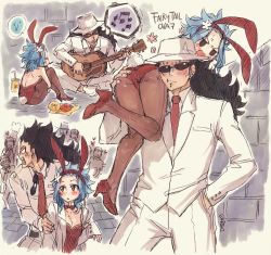 Rule 34 | ass, breasts, rabbit ears, fairy tail, gajeel redfox, glasses, guitar, levy mcgarden, rusky, sunglasses