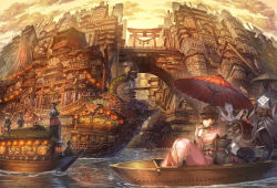Rule 34 | absurdres, alcohol, animal, architecture, asano (shikisokuzekuu), bad id, bad pixiv id, balcony, banner, black hair, blush, boat, bridge, brown hair, bug, building, butterfly, cabbie hat, city, cityscape, cloud, dog, drink, east asian architecture, food, hand fan, hat, highres, huge filesize, insect, japanese clothes, kimono, lantern, mask, monkey, oar, oil-paper umbrella, original, paper fan, paper lantern, power lines, red eyes, rope, sake, scenery, shide, shimenawa, ship, short hair, sign, straw hat, torii, umbrella, utility pole, water, watercraft