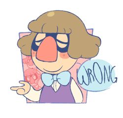 Rule 34 | 10s, 1boy, blush, bow, bowtie, brown hair, english text, closed eyes, flat color, glasses, kflamingo, male focus, mitomen, short hair, simple background, smile, solo, white background, traditional youkai, youkai watch