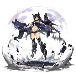 Rule 34 | &gt;:(, 1girl, arm armor, armor, bare shoulders, black bustier, black choker, black footwear, black hair, black shorts, boots, breasts, bustier, choker, cleavage, crop top, crossed bangs, debris, energy barrier, energy shield, floating, frown, full body, girls&#039; frontline, gluteal fold, greaves, gun, hair between eyes, headgear, high heel boots, high heels, highres, honeycomb (pattern), judge (girls&#039; frontline), long hair, looking at viewer, mechanical boots, medium breasts, micro shorts, midriff, motion blur, navel, official art, outstretched arms, rock, sangvis ferri, shorts, shoulder cannon, simple background, smoke, solo, sparks, spread arms, strapless, suspender shorts, suspenders, third-party source, transparent background, v-shaped eyebrows, very long hair, weapon, xiao qiang sang, yellow eyes
