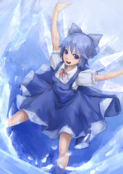 Rule 34 | 1girl, absurdres, bad id, bad pixiv id, blue hair, cirno, dress, highres, iorlvm, open mouth, purple eyes, solo, touhou, wings