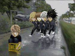 Rule 34 | 00s, 5boys, animated, animated gif, catch that man, death note, l (death note), looping animation, lowres, matt (death note), mello (death note), meme, multiple boys, near (death note), what, yagami light
