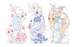Rule 34 | :d, bad id, bad pixiv id, bottle, claws, commentary request, corsola, creatures (company), dragonair, dragonite, dratini, drifloon, drinking straw, game freak, gen 1 pokemon, gen 2 pokemon, gen 3 pokemon, gen 4 pokemon, gen 7 pokemon, grey eyes, heart, highres, jumpluff, looking up, luvdisc, moco font, nintendo, no humans, open mouth, pokemon, pokemon (creature), popplio, smile, sparkle, squirtle, star (symbol), swablu, wingull