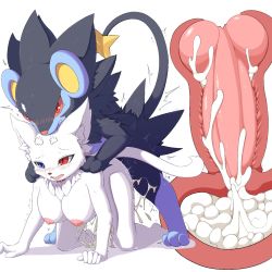Rule 34 | artist request, bestiality, blue eyes, breasts, creatures (company), furry, game freak, gen 4 pokemon, heretrochomia, highres, luxray, nintendo, nipples, no humans, penis, pokemon, pokemon (creature), red eyes, sex, uncensored