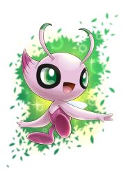 Rule 34 | absurdres, alternate color, antennae, bush, celebi, creatures (company), fairy wings, full body, game freak, gen 2 pokemon, green eyes, highres, leaf, legendary pokemon, looking to the side, mythical pokemon, nature, nintendo, no humans, official art, open mouth, pokemon, pokemon (creature), pokemon (game), pokemon swsh, shiny pokemon, simple background, smile, solo, source request, wings