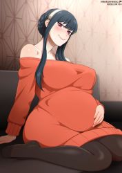 Rule 34 | 1girl, blush, breasts, large breasts, neocoill, no shoes, pregnant, smile, solo, spy x family, tagme, yor briar