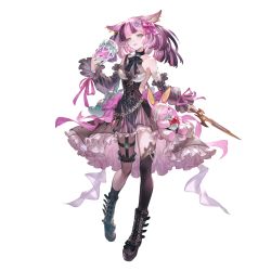 Rule 34 | 1girl, animal ears, aqua eyes, backless dress, backless outfit, bandages, bare shoulders, black nails, blush, boots, breasts, dagger, detached sleeves, dress, drink, earrings, erune, floppy ears, full body, garter straps, granblue fantasy, hair ornament, hair ribbon, holding, holding dagger, holding drink, holding knife, holding weapon, jewelry, knife, legwear garter, light smile, looking at viewer, manamel, medium breasts, medium hair, minaba hideo, multicolored hair, nail polish, official art, pink hair, ribbon, solo, stuffed animal, stuffed rabbit, stuffed toy, transparent background, two-tone hair, weapon