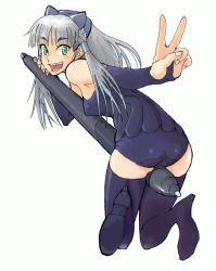 Rule 34 | 1girl, bad id, bad pixiv id, drawing tablet, face, green eyes, oomori harusame, original, personification, solo, thighhighs, wacom, white hair