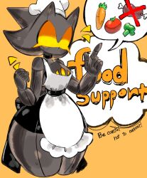 Rule 34 | apron, breasts, broccoli, carrot, chef hat, food, furnace (sonic.exe), furry, furry female, hat, highres, meat, mecha sonic, medium breasts, orange eyes, robot, sonic.exe, sonic (series), sonic the hedgehog (classic), sonic the hedgehog 2, thick thighs, thighs, tomato, usa37107692, yellow eyes
