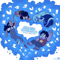 Rule 34 | 1boy, 3girls, blue theme, connie maheswaran, cyclops, english text, highres, multiple girls, one-eyed, ruby (steven universe), sapphire (steven universe), steven quartz universe, steven universe, syuji takeya