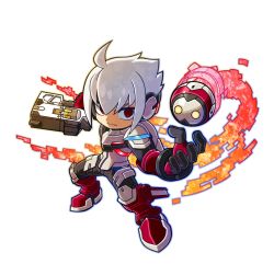 Rule 34 | 1boy, acura (gunvolt), ahoge, azure striker gunvolt, azure striker gunvolt 2, gun, highres, male focus, mighty gunvolt, mighty gunvolt burst, official art, outline, red eyes, simple background, solo, weapon, white background, white hair