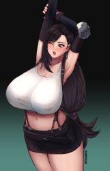 Rule 34 | 1girl, absurdres, artist name, breasts, final fantasy, final fantasy vii, highres, huge breasts, junkpuyo, solo, square enix, tifa lockhart