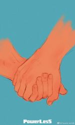 Rule 34 | 2boys, absurdres, artist name, blue background, close-up, couple, disembodied hand, hand focus, highres, holding hands, multiple boys, original, palms together, powerlesssong, simple background, sketch, unfinished, yaoi