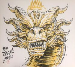 Rule 34 | alien, crown, dragon, dragon horns, giant, giant monster, godzilla: king of the monsters, godzilla (series), horns, hydra, kaijuu, king ghidorah, legendary pictures, matt frank, monsterverse, red eyes, toho