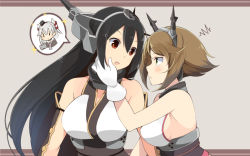 Rule 34 | 10s, 3girls, amatsukaze (kancolle), black hair, breasts, brown eyes, brown hair, frown, gloves, green eyes, hand on another&#039;s face, headgear, kantai collection, large breasts, long hair, multiple girls, mutsu (kancolle), nagato (kancolle), personification, red eyes, rensouhou-kun, short hair, silver hair, spoken character, thighhighs, twintails, two side up, wara (warapro)