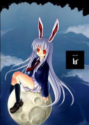 Rule 34 | 1girl, animal ears, rabbit ears, cloud, female focus, legs, minamura haruki, outdoors, reisen udongein inaba, sitting, sky, solo, touhou