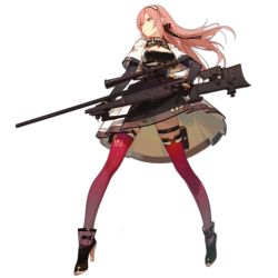 Rule 34 | 1girl, ankle boots, ask (askzy), black dress, black footwear, black gloves, blaser r93, bolt-action rifle, bolt action, boots, breasts, capelet, cleavage, closed mouth, cross, diamond (shape), diamond hair ornament, dress, floating hair, full body, girls&#039; frontline, gloves, green eyes, gun, hair between eyes, hair ornament, hair ribbon, headdress, high heel boots, high heels, holding, holding gun, holding weapon, long sleeves, looking afar, official art, pink hair, pouch, prototype design, r39 (girls frontline), r93 (girls&#039; frontline), red thighhighs, ribbon, rifle, see-through, sidelocks, skindentation, smile, sniper rifle, solo, standing, straight-pull rifle, straight pull, thigh strap, thighhighs, thighs, transparent background, trigger discipline, weapon