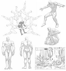 Rule 34 | 2boys, concept art, dc comics, dr. manhattan, fake screenshot, fighting game, greyscale, mahito (tranjistor), male focus, monochrome, multiple boys, size difference, stomping, watchmen