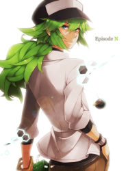 Rule 34 | 1boy, baseball cap, green hair, hat, long hair, male focus, n (pokemon), pokemon, solo