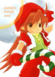 Rule 34 | bell, brown eyes, candy, candy cane, christmas, food, gloves, hat, long hair, pointy ears, red hair, santa hat, tagme
