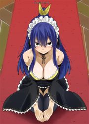 Rule 34 | 1girl, angry, bare shoulders, breasts, cleavage, colorized, eden&#039;s zero, frown, gaston18, glaring, highres, homura kogetsu, large breasts, long hair, looking at viewer, maid headdress, mashima hiro, mole, mole under eye, thighhighs