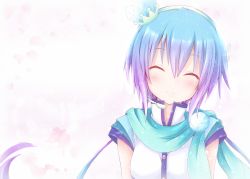 Rule 34 | 1girl, ^ ^, akino coto, aoki lapis, blue hair, blush, closed eyes, closed eyes, facing viewer, multicolored hair, simple background, smile, solo, two-tone hair, vocaloid, white background