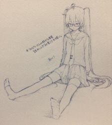 Rule 34 | 1girl, aiko (aiko 54), drawing, glasses, original, sitting, solo, twintails