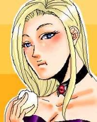 Rule 34 | blonde hair, capcom, choker, devil may cry (series), eating, lowres, trish (devil may cry)