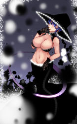 Rule 34 | 1girl, alternate costume, aoshima, bare arms, bare shoulders, black gloves, blue eyes, blue hair, breasts, cleavage, cleavage cutout, clothing cutout, crop top, doremy sweet, gloves, groin, hat, highres, lace, lace gloves, large breasts, long skirt, looking at viewer, lowleg, lowleg skirt, matching hair/eyes, midriff, navel, pants, revealing clothes, skirt, smile, solo, touhou