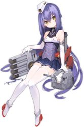Rule 34 | 1girl, :t, azur lane, bare shoulders, black skirt, blush, breasts, brown eyes, cannon, closed mouth, dewey (azur lane), elbow gloves, full body, garrison cap, gloves, hair between eyes, hat, head tilt, huoyi (zzh100200), long hair, machinery, official art, pleated skirt, purple hair, rigging, rudder footwear, skirt, small breasts, thighhighs, torpedo, torpedo tubes, transparent background, turret, underbust, very long hair, white footwear, white gloves, white hat, white thighhighs