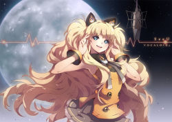 Rule 34 | + +, 1girl, animal ears, blonde hair, blue eyes, btoor, female focus, gradient background, microphone, moon, night, night sky, open mouth, outdoors, seeu, skirt, sky, smile, solo, studio microphone, symbol-shaped pupils, thighhighs, vocaloid