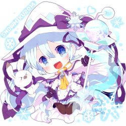 Rule 34 | 10s, 1girl, 2014, bad id, bad pixiv id, blue eyes, blue hair, rabbit, cape, character name, chibi, haru431, hat, hatsune miku, long hair, matching hair/eyes, open mouth, pantyhose, snowflakes, solo, twintails, very long hair, vocaloid, wand, witch hat, yuki miku, yukine (vocaloid)