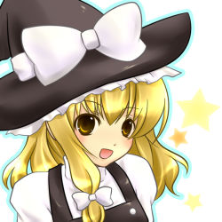Rule 34 | 1girl, akina (schism), bad id, bad pixiv id, blonde hair, female focus, hat, kirisame marisa, open mouth, solo, touhou, witch, witch hat, yellow eyes