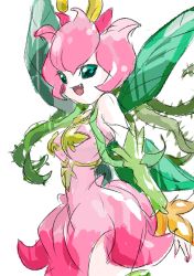 Rule 34 | 1girl, digimon, fairy, fang, flower, highres, lilimon, nail polish, plant, smile