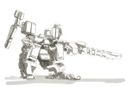 Rule 34 | armored core, armored core 5, battle rifle, from software, gun, mecha, monochrome, rifle, robot, weapon
