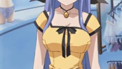 Rule 34 | 00s, 1girl, animated, animated gif, blue hair, blush, bouncing breasts, bra, breasts, choker, demon, episode6, closed eyes, jewelry, lace, large breasts, lingerie, long hair, lowres, mirror, nerine, panties, pendant, pointy ears, screencap, shuffle!, solo, underwear