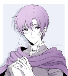 Rule 34 | 1boy, bad id, bad twitter id, blue background, canas, fire emblem, fire emblem: the blazing blade, hanasaki komugi, looking at viewer, male focus, monocle, nintendo, short hair, simple background, smile, solo