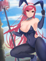 Rule 34 | 1girl, animal ears, axe, bare shoulders, breasts, cherche (fire emblem), collarbone, commission, elbow gloves, fake animal ears, fire emblem, fire emblem awakening, gloves, holding, holding axe, keldancon, large breasts, leotard, long hair, looking at viewer, nintendo, pantyhose, pink eyes, pink hair, playboy bunny, rabbit ears, smile, solo, strapless, strapless leotard