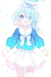 Rule 34 | 1girl, arona (blue archive), blue archive, blue eyes, blue hair, bow, bowtie, long sleeves, looking at viewer, multicolored hair, short hair, skirt, smile, solo, two-tone hair, white skirt, yottacc