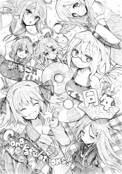 Rule 34 | 6+girls, :&lt;, absurdres, ahoge, akebono (kancolle), anniversary, blush, book, braid, breasts, closed eyes, closed mouth, cloud hair ornament, congratulations, copyright name, crescent, crescent hair ornament, crossed arms, depth charge, fairy (kancolle), flower, glasses, greyscale, hachijou (kancolle), hair between eyes, hair flower, hair ornament, hair ribbon, hairclip, hat, headgear, highres, i-8 (kancolle), innertube, jacket, kantai collection, long hair, long sleeves, minegumo (kancolle), monochrome, multiple girls, nagatsuki (kancolle), name tag, open mouth, ponytail, ribbon, school swimsuit, short hair, smile, star (symbol), suspenders, sweat, swim ring, swimsuit, torpedo, traditional media, tsuji kazuho, twin braids, yamakaze (kancolle), yukikaze (kancolle)