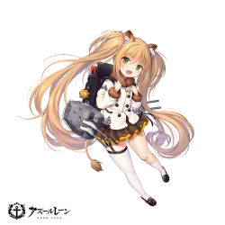 Rule 34 | 1girl, :d, ^ ^, animal ear fluff, animal ears, asymmetrical legwear, azur lane, back, backpack, bag, bag charm, bandaid, bandaid on knee, bandaid on leg, black footwear, blue jacket, blush, brown skirt, charm (object), closed eyes, commentary request, copyright name, fang, full body, fur-trimmed sleeves, fur collar, fur trim, green eyes, hair between eyes, hands up, head tilt, highres, jacket, kneehighs, light brown hair, lion ears, lion girl, lion tail, loafers, long hair, long sleeves, makinami (azur lane), official art, open mouth, philomelalilium, pleated skirt, randoseru, shoes, sidelocks, simple background, single kneehigh, single sock, single thighhigh, skirt, smile, socks, solo, tail, thighhighs, twintails, uneven legwear, very long hair, watermark, white background, white socks
