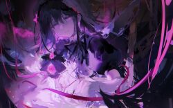 1girl akemi_homura akuma_homura black_hair chenyan dress funeral_dress hairband mahou_shoujo_madoka_magica mahou_shoujo_madoka_magica_(anime) soul_gem