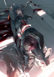 Rule 34 | 2girls, absurdres, animal ears, arknights, bandaid, bandaid on face, black hair, blood, blood on face, blood splatter, blurry, capelet, cleaning, cleaning weapon, couch, depth of field, ear piercing, eating, exusiai (arknights), fingerless gloves, food, gloves, gun, halo, highres, long hair, lying, min (120716), multiple girls, open mouth, orange eyes, pantyhose, piercing, pocky, red eyes, short hair, shorts, sword, texas (arknights), weapon, weapon request, wolf ears, yellow eyes