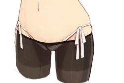 Rule 34 | 10s, 1girl, black pantyhose, close-up, crotch seam, hip focus, kantai collection, lowleg, lowleg pantyhose, navel, official art, out of frame, panties, panties under pantyhose, pantyhose, seamed legwear, shizuma yoshinori, side-seamed legwear, side-tie panties, simple background, skindentation, solo, stomach, tokitsukaze (kancolle), underwear, white background, white panties