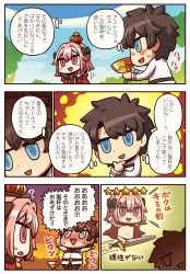 Rule 34 | 2boys, ?, astolfo (fate), blush stickers, cape, chalice, comic, commentary request, crown, cup, fate/apocrypha, fate/grand order, fate (series), fujimaru ritsuka (male), chalice, highres, imagining, jitome, male focus, multiple boys, no nipples, nude, red cape, riding, riyo (lyomsnpmp), star (symbol), sword, topless male, translation request, trap, triangle mouth, weapon