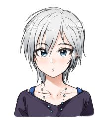 Rule 34 | 10s, 1girl, anastasia (idolmaster), blue eyes, earrings, idolmaster, idolmaster cinderella girls, jewelry, looking at viewer, necklace, parted lips, portrait, short hair, silver hair, sketch, solo, tachibana roku