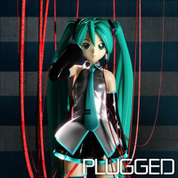 Rule 34 | 1girl, 3d, absurdres, cable, detached sleeves, female focus, green eyes, green hair, hatsune miku, highres, long hair, matching hair/eyes, miniskirt, necktie, shiny clothes, skirt, solo, standing, tripshots, twintails, very long hair, vocaloid