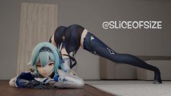 Rule 34 | 1girl, 3d, animated, ass, ass expansion, ass shake, blue hair, boots, brown eyes, eula (genshin impact), genshin impact, gloves, hairband, high heel boots, high heels, jack-o&#039; challenge, jiggle, leotard, looking at viewer, short hair, sliceofsize, smile, solo, thigh boots, thighhighs, top-down bottom-up, video